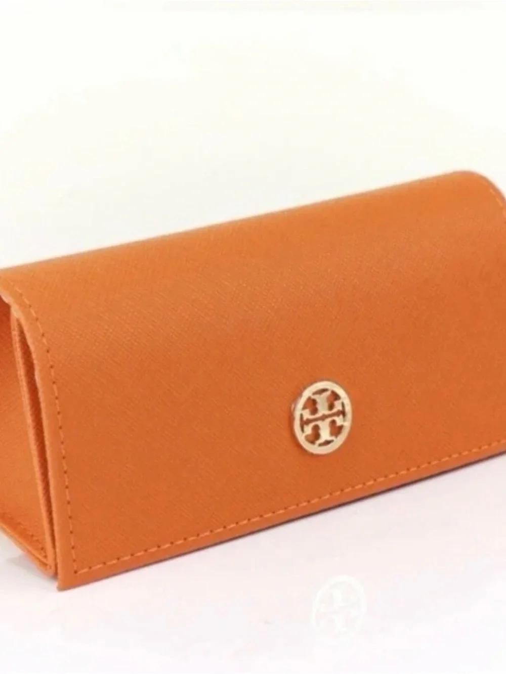 Tory Burch Orange Saffiano Leather Continental Wallet with Gold Logo